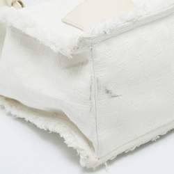 Pre Owned Sandro Off White Embroidered Canvas Shopper Tote