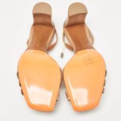 Santoni Beige/Brown Leather Forgive Slingback Sandals Size 38