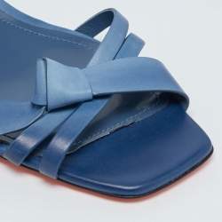 مملوكة مسبقًا Santoni Blue Leather Forgive Slingback Sandals Size 38