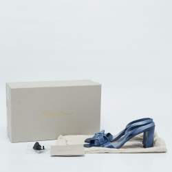 مملوكة مسبقًا Santoni Blue Leather Forgive Slingback Sandals Size 38