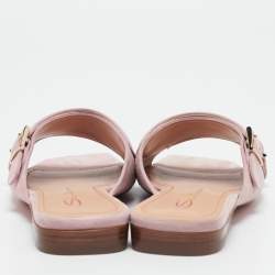 Santoni Pink Suede Double Buckle Flat Sandals Size 35