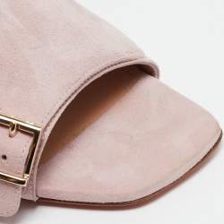Santoni Pink Suede Double Buckle Flat Sandals Size 35