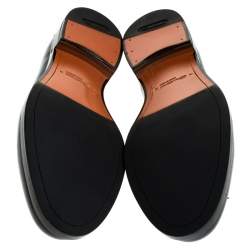 Santoni Grey Leather Tassel Detail Slip On Loafers Size 43