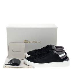 Pre Owned حذاء رياضي سانتوني منخفض من أعلى أربطة ورباط مطاطي وجلد أزرق داكن مقاس 39