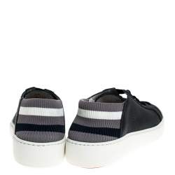 Pre Owned حذاء رياضي سانتوني منخفض من أعلى أربطة ورباط مطاطي وجلد أزرق داكن مقاس 40