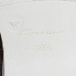Santoni Grey Brogue Suede And Canvas Slip On Sneakers Size 39.5