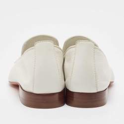 Santoni White Leather Tassel Detail Loafers Size 37