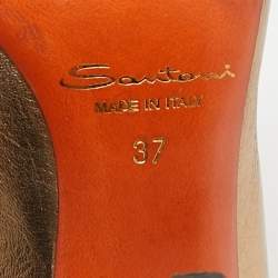 Santoni Metallic Leather Pointed Toe Pumps Size 37