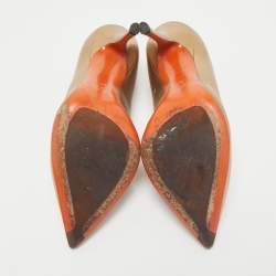 Santoni Metallic Leather Pointed Toe Pumps Size 37