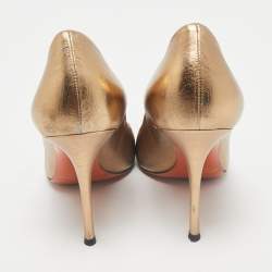 Santoni Metallic Leather Pointed Toe Pumps Size 37