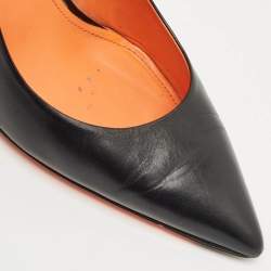 Pre Owned Santoni Black Leather Pointed Toe Pumps Size 36.5