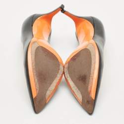 Pre Owned Santoni Black Leather Pointed Toe Pumps Size 36.5