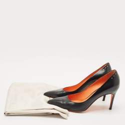 Pre Owned Santoni Black Leather Pointed Toe Pumps Size 36.5