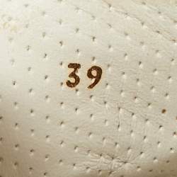 Pre Owned Santoni Gold Leather Crystal Embellished Lace Up Sneakers Size 39