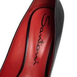 Pre Owned Santoni Black Leather Pointed Toe Pumps Size 40