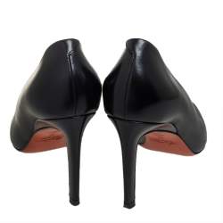 Pre Owned Santoni Black Leather Pointed Toe Pumps Size 40