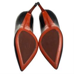 Pre Owned Santoni Black Leather Pointed Toe Pumps Size 40