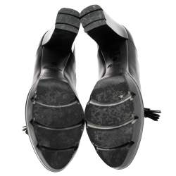 Pre Owned حذاء بوت للكاحل سانتوني جلد أسود وإلاستيك بشراشيب مقاس 39