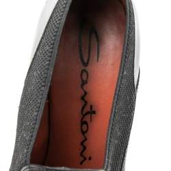 Pre Owned حذاء بوت للكاحل سانتوني جلد أسود وإلاستيك بشراشيب مقاس 39