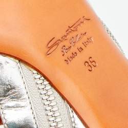 Santoni Silver Leather Caged Peep Toe Sandals Size 36