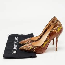 Santoni Brown Python Pointed Toe Pumps Size 37.5