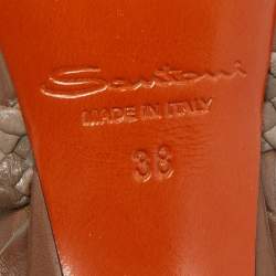 مملوكة مسبقًا Santoni Two Tone Woven Leather Tassel Ankle Tie Sandals Size 38