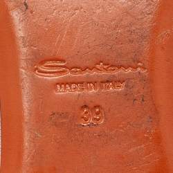 Pre Owned حذاء مولز سانتوني فلات تفاصيل شراشيب جلد مغزول أسود مقاس 38