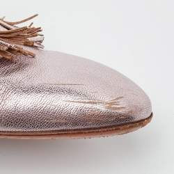 Pre Owned حذاء مولز سانتوني فلات تفاصيل شراشيب جلد مغزول أسود مقاس 38