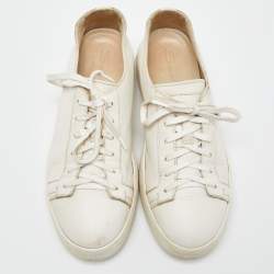 Santoni White Leather Low Top Sneakers Size 37