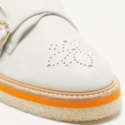 Santoni Grey Leather Buckle Oxford Size 39