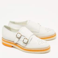 Santoni Grey Leather Buckle Oxford Size 39