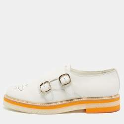 Santoni Grey Leather Buckle Oxford Size 39