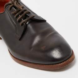Santoni Brown Leather Lace Up Oxfords Size 39