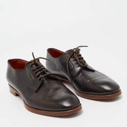 Santoni Brown Leather Lace Up Oxfords Size 39