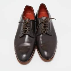 Santoni Brown Leather Lace Up Oxfords Size 39