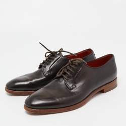 Santoni Brown Leather Lace Up Oxfords Size 39