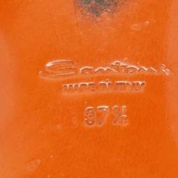 Pre Owned Santoni Gold Leather Flat Slides Size 37.5