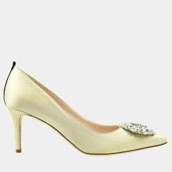 Pre Owned SJP Sarah Jessica Parker 70MM IVORY SATIN CHANCE 36.5