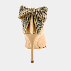 Pre Owned SJP Sarah Jessica Parker 100MM NUDE SATIN NOORA 39.5