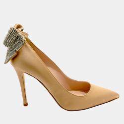 Pre Owned SJP Sarah Jessica Parker 100MM NUDE SATIN NOORA 39.5
