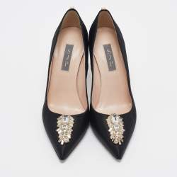 Pre Owned SJP Sarah Jessica Parker Black Satin Tempest Pumps Size 37.5