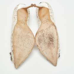 Pre Owned SJP Sarah Jessica Parker White Lace and Mesh Pumps Size 37