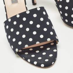 Pre Owned SJP Sarah Jessica Parker Black/White Canvas Slide Sandals Size 37.5