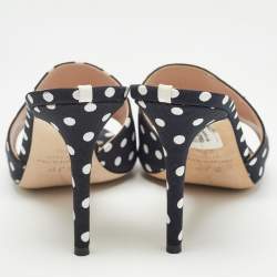 Pre Owned SJP Sarah Jessica Parker Black/White Canvas Slide Sandals Size 37.5