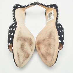 Pre Owned SJP Sarah Jessica Parker Black/White Canvas Slide Sandals Size 37.5