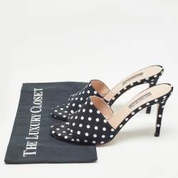 Pre Owned SJP Sarah Jessica Parker Black/White Canvas Slide Sandals Size 37.5