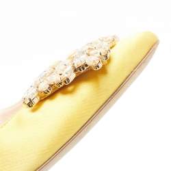 SJP Sarah Jessica Parker Yellow Satin Crystal Embellished Pumps Size 37
