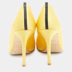 SJP Sarah Jessica Parker Yellow Satin Crystal Embellished Pumps Size 37