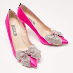Pre Owned SJP Sarah Jessica Parker Pink Satin Crystal Embellished Pumps Size 37