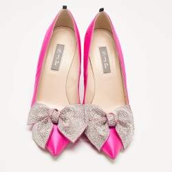 Pre Owned SJP Sarah Jessica Parker Pink Satin Crystal Embellished Pumps Size 37